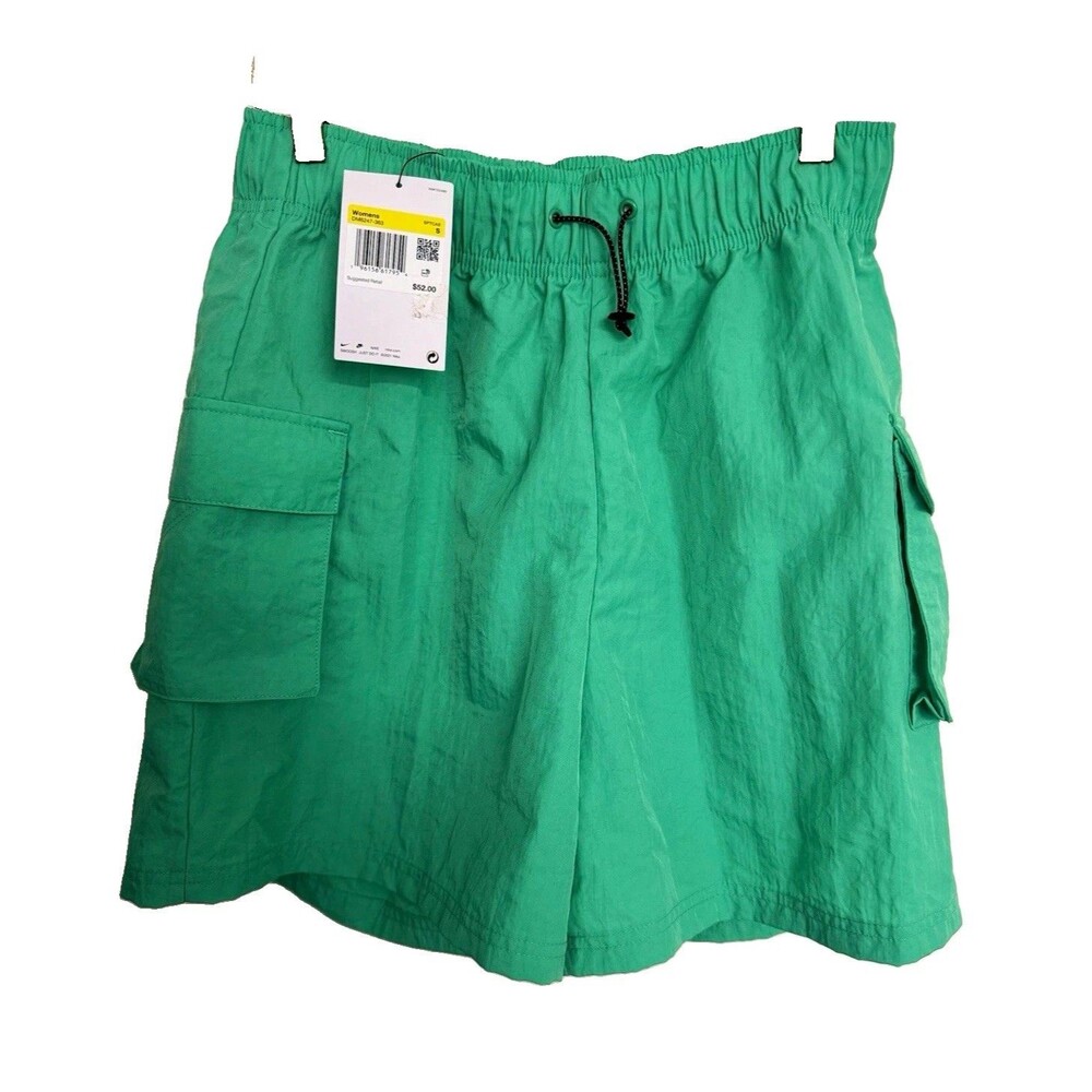 Nike Women's Green High Rise Cargo Shorts Size S Elastic Waist Drawstring